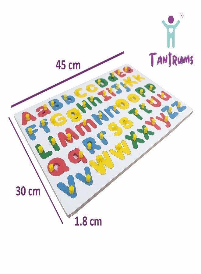 Tantrums لوحة أحجية الحروف الأبجدية الخشبية، حروف كبيرة وصغيرة، لعبة تعليمية متعددة الألوان للأعمار من 3 إلى 5 سنوات - Image 2